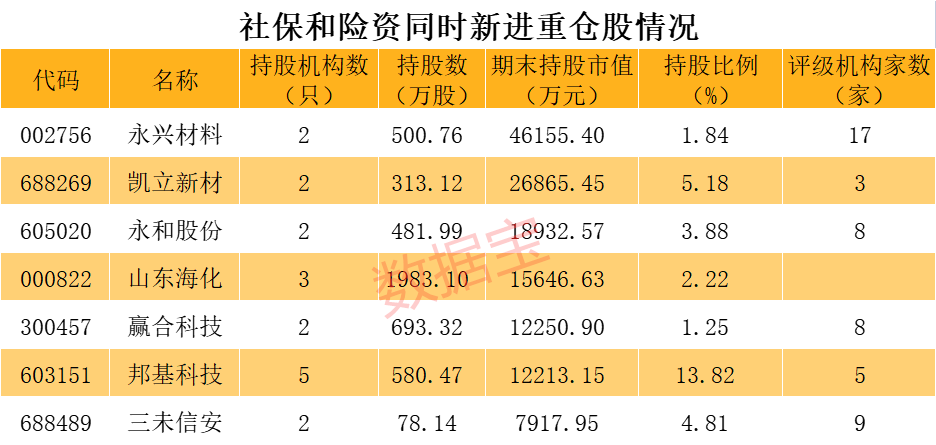 罕见，社保和险资同时大举建仓股揭秘，仅7只，两只新股在列，看上了啥？