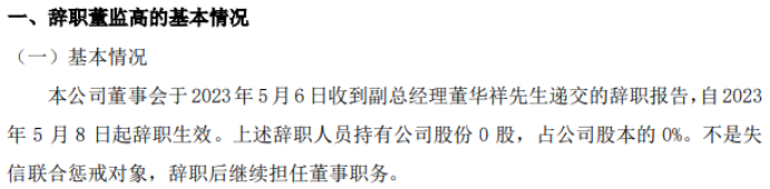 乡村绿洲副总经理董华祥辞职2022年公司净利141.65万