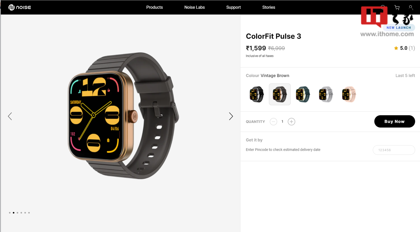 Noise ColorFit Pulse 3 智能手表发布：1.96 英寸 2.5D 显示屏、IP68 级防护