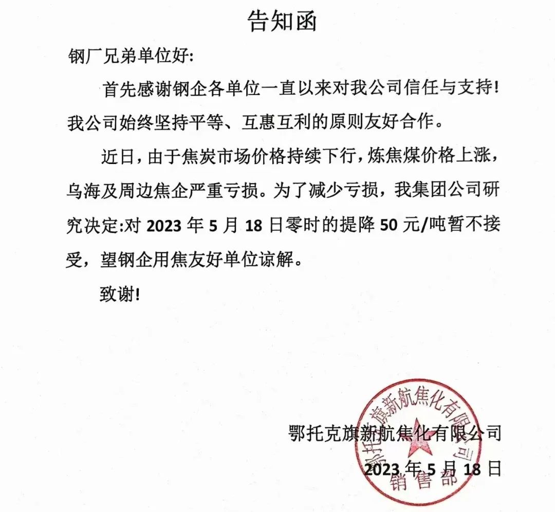 “严重亏损，不接受提降”！双焦大跌，有焦企开始行动...