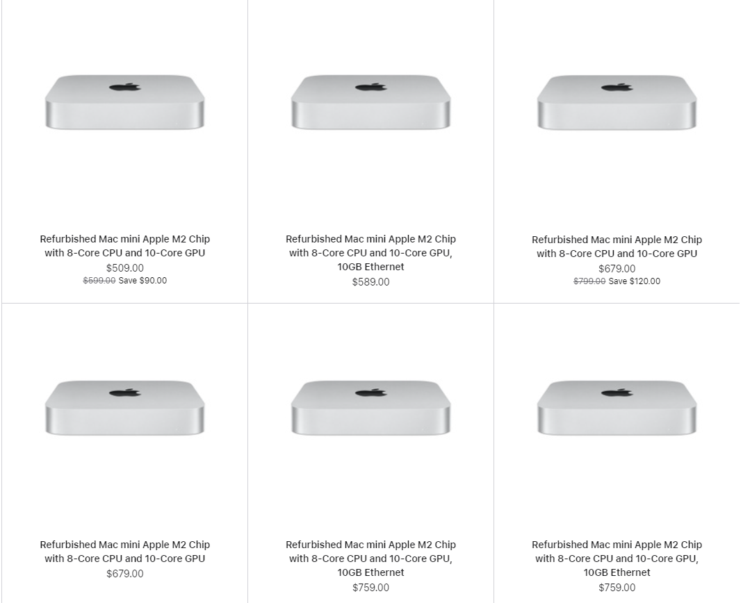 苹果海外上架翻新款 M2 Mac mini:509 美元起比新机低 90 美元,但依然比教育商店更贵