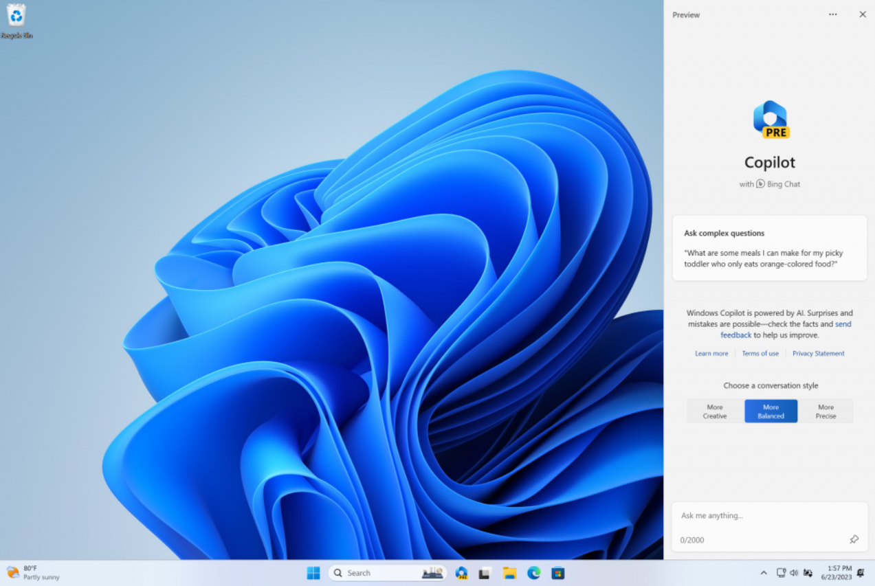 微软邀请所有 Dev 频道 Win11 用户，开放测试 AI 助手 Copilot