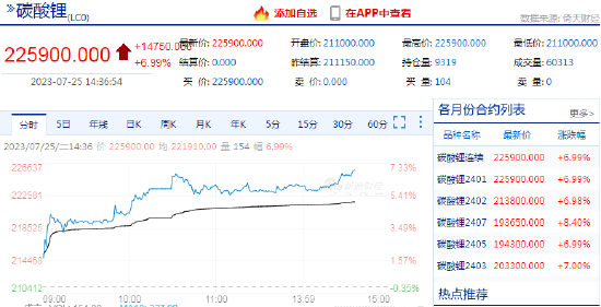 快讯：碳酸锂期货主力合约触及涨停